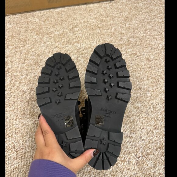 Jimmy Choo Eshe Suede Hiking Boot Black Size 38.5 - Picture 7 of 8